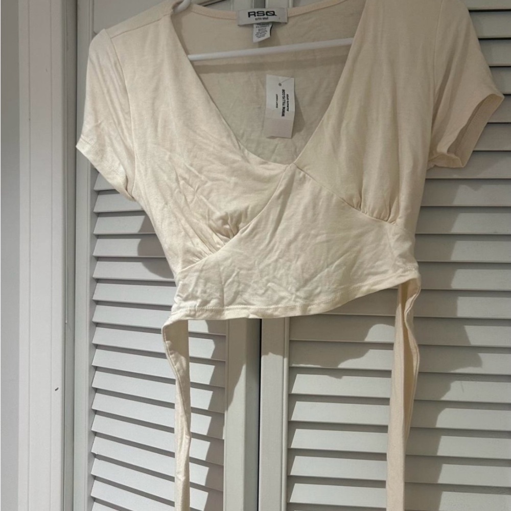 RSQ Ivory Wrap Crop Top